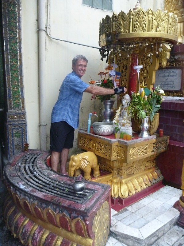 Gary at the Full tusked Elephant shrine, which is Kate&rsquo;s sign as she was born Wednesday morning